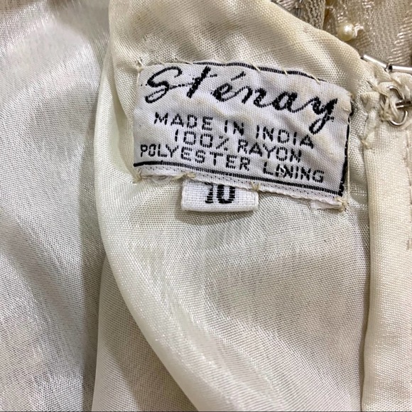 Vtg 80’s Stenay Champagne Beaded Short Gown 10 - Picture 13 of 16